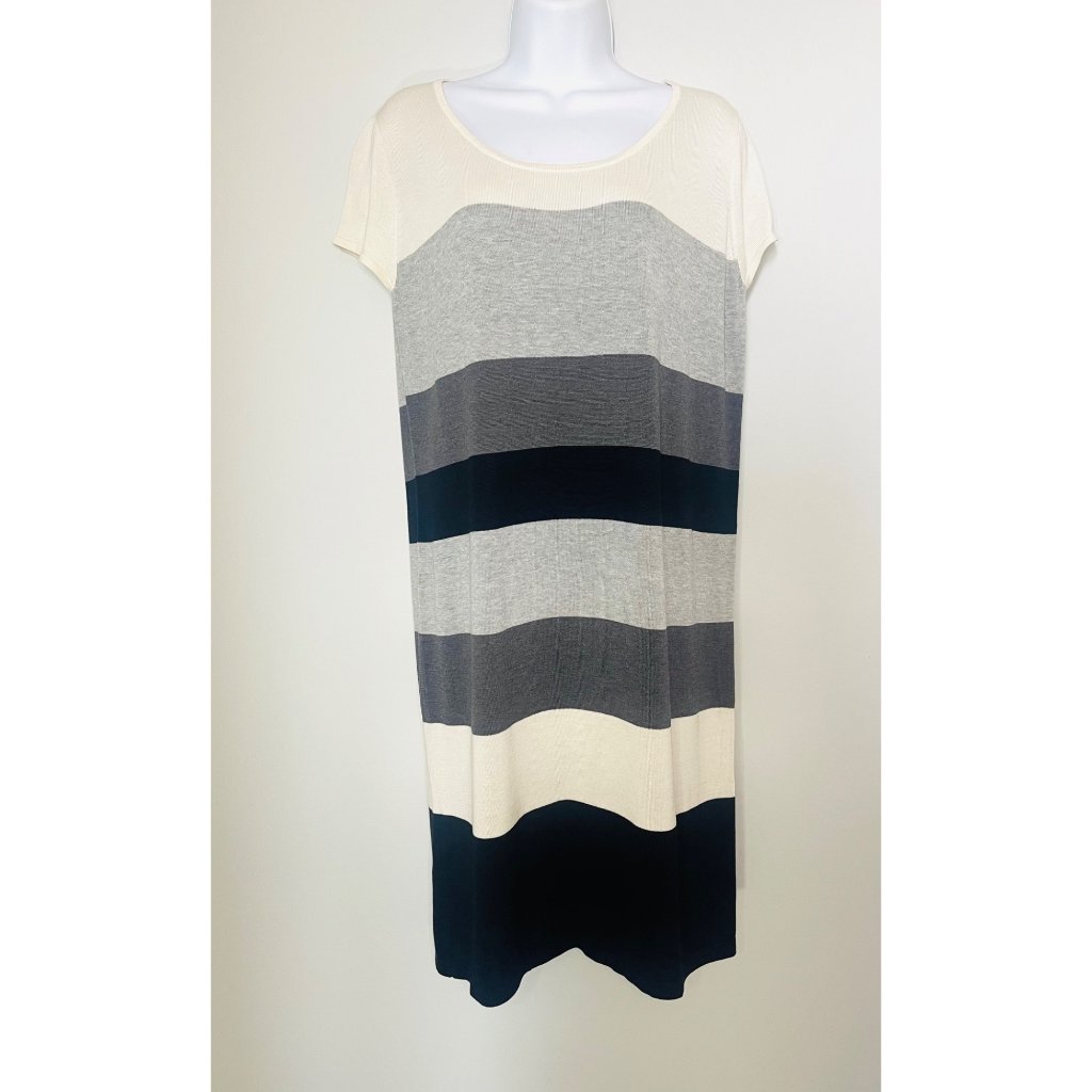 Bcbg Max Azria Womens Striped T-Shirt Dress "Gracie" Grey Combo Size M
